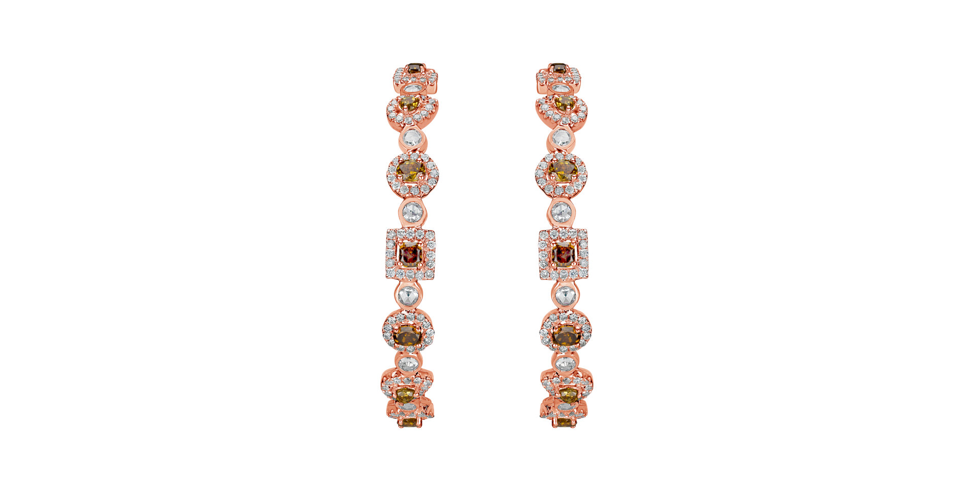 Earrings with brown and white diamonds Earth Queen