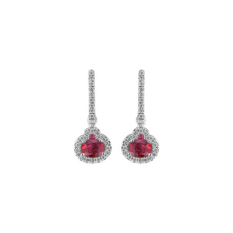 Diamond earrings with Ruby Red Hope