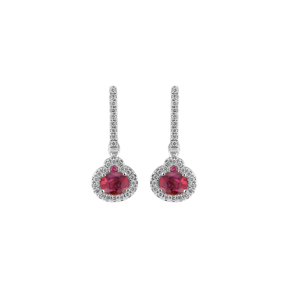 Diamond earrings with Ruby Red Hope