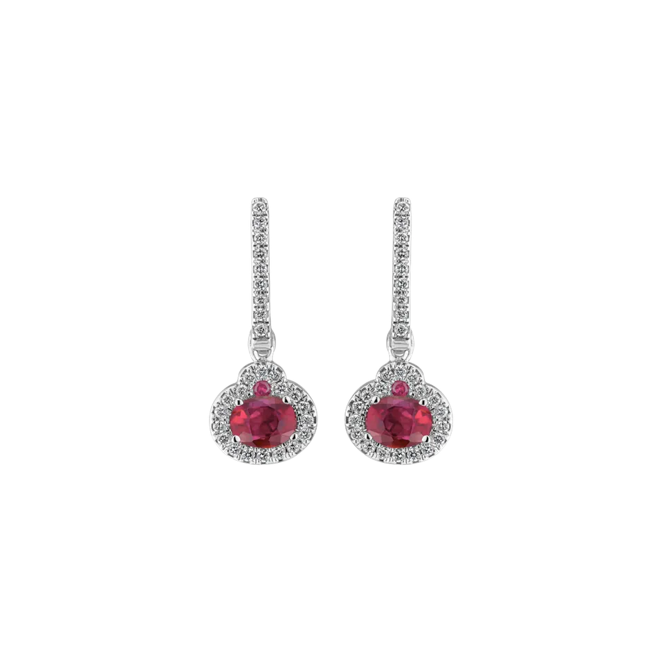 Diamond earrings with Ruby Red Hope