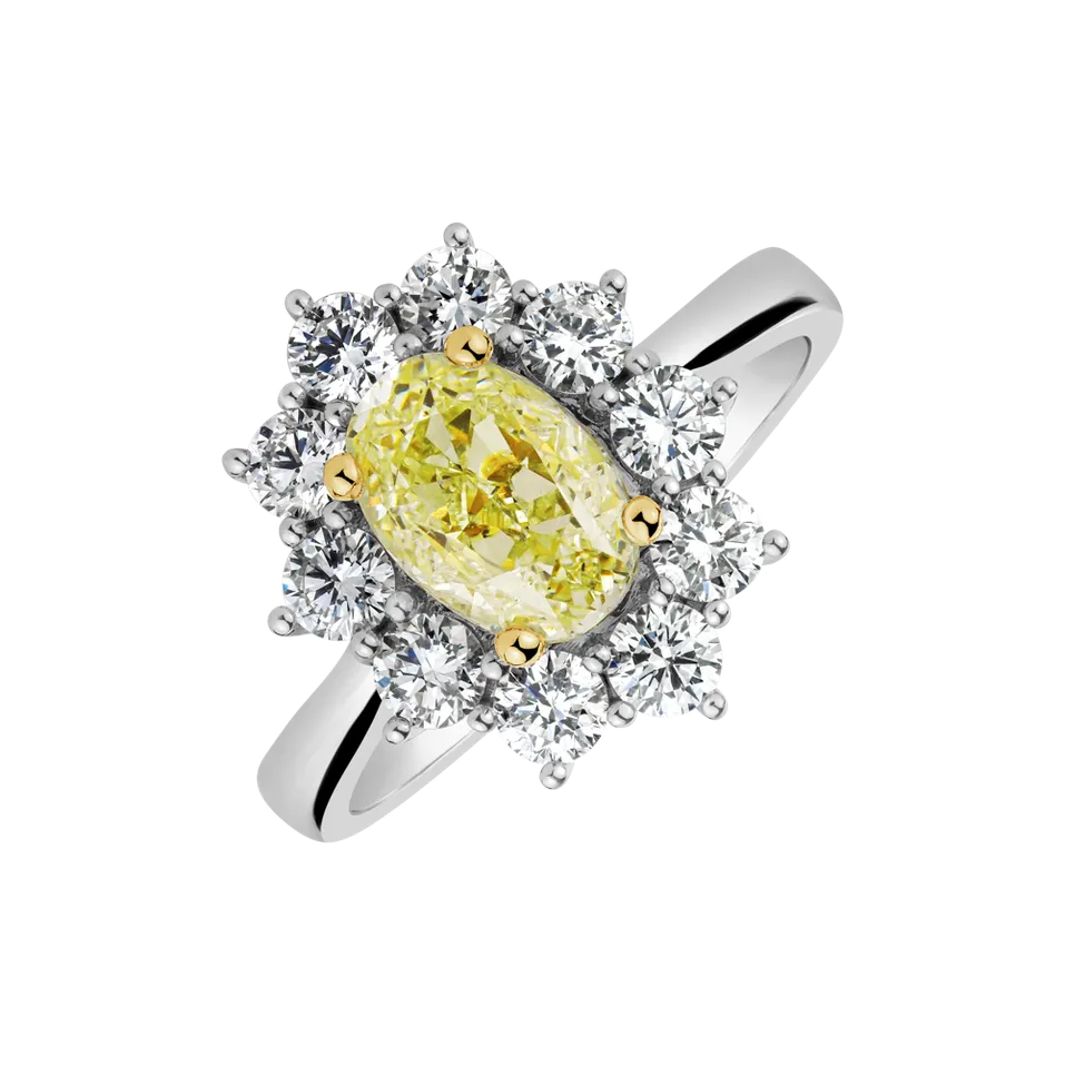 Ring with yellow and white diamonds Argelia