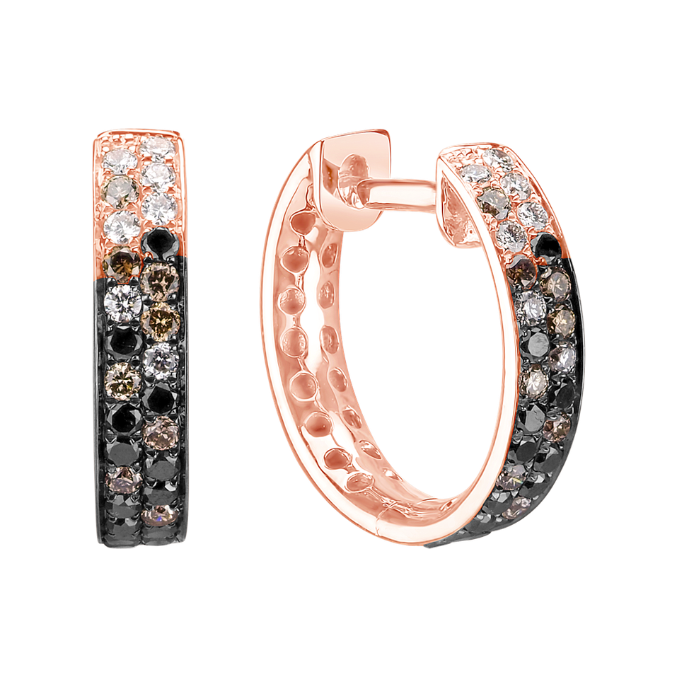 Earrings with white, brown and black diamonds Inferno Love