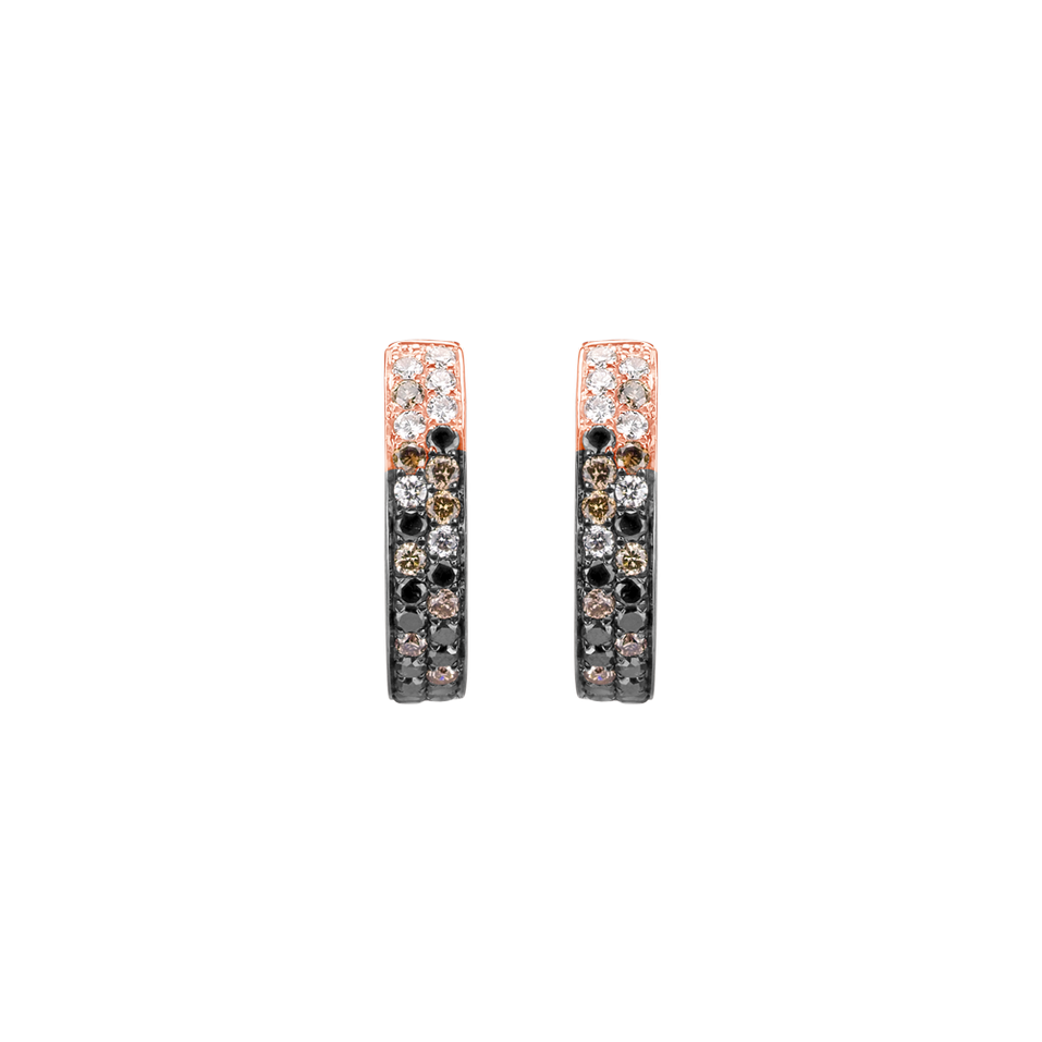 Earrings with white, brown and black diamonds Inferno Love