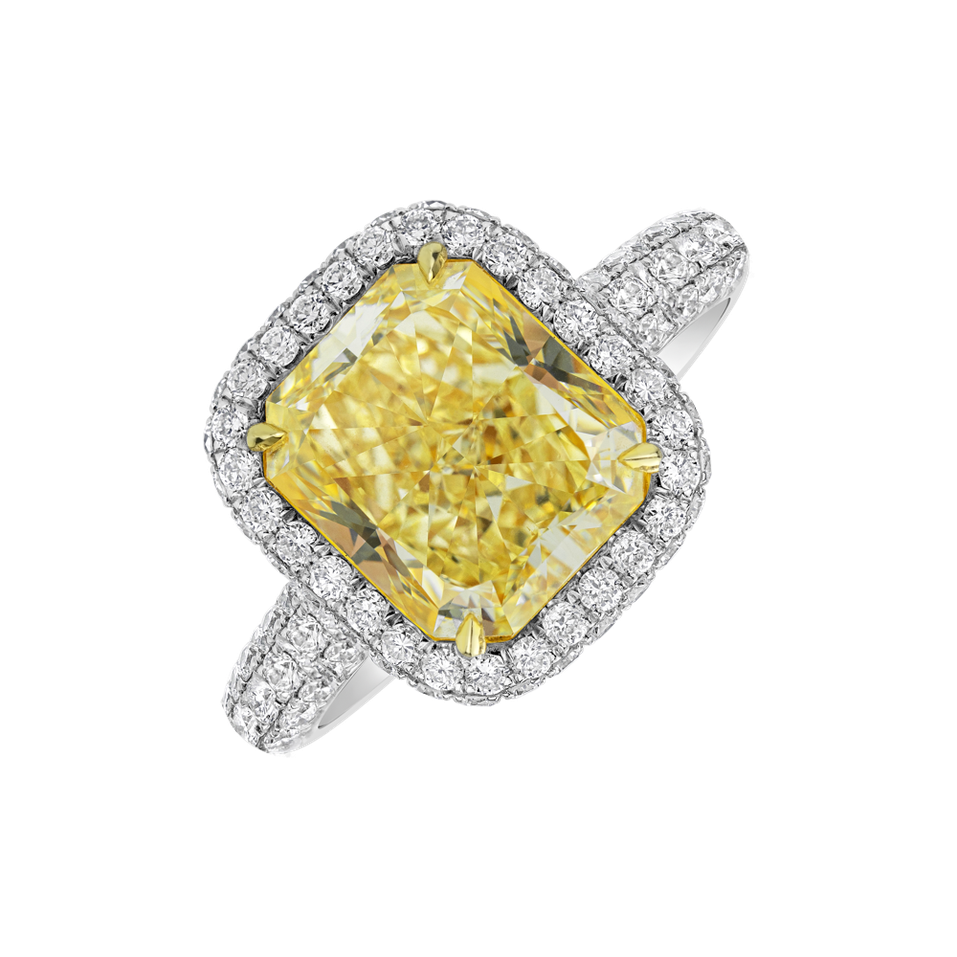 Ring with yellow and white diamonds Alchemy Gem