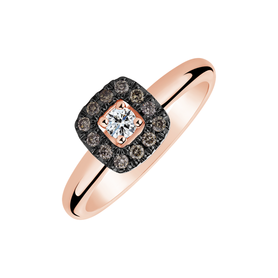 Ring with brown and white diamonds Charming Space