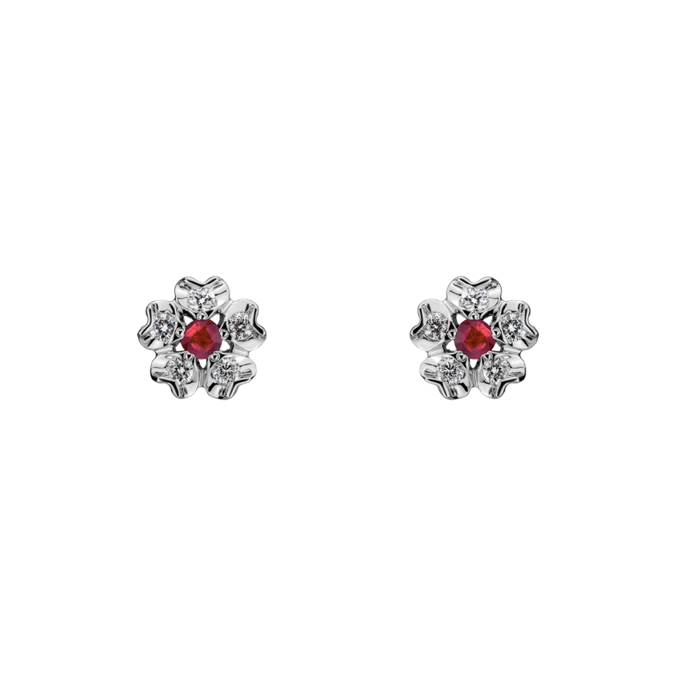 Diamond earrings with Ruby Asters