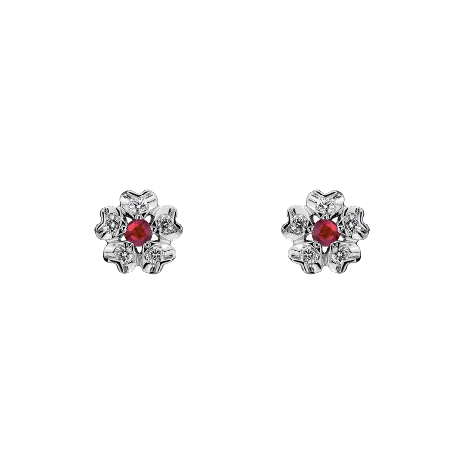 Diamond earrings with Ruby Asters