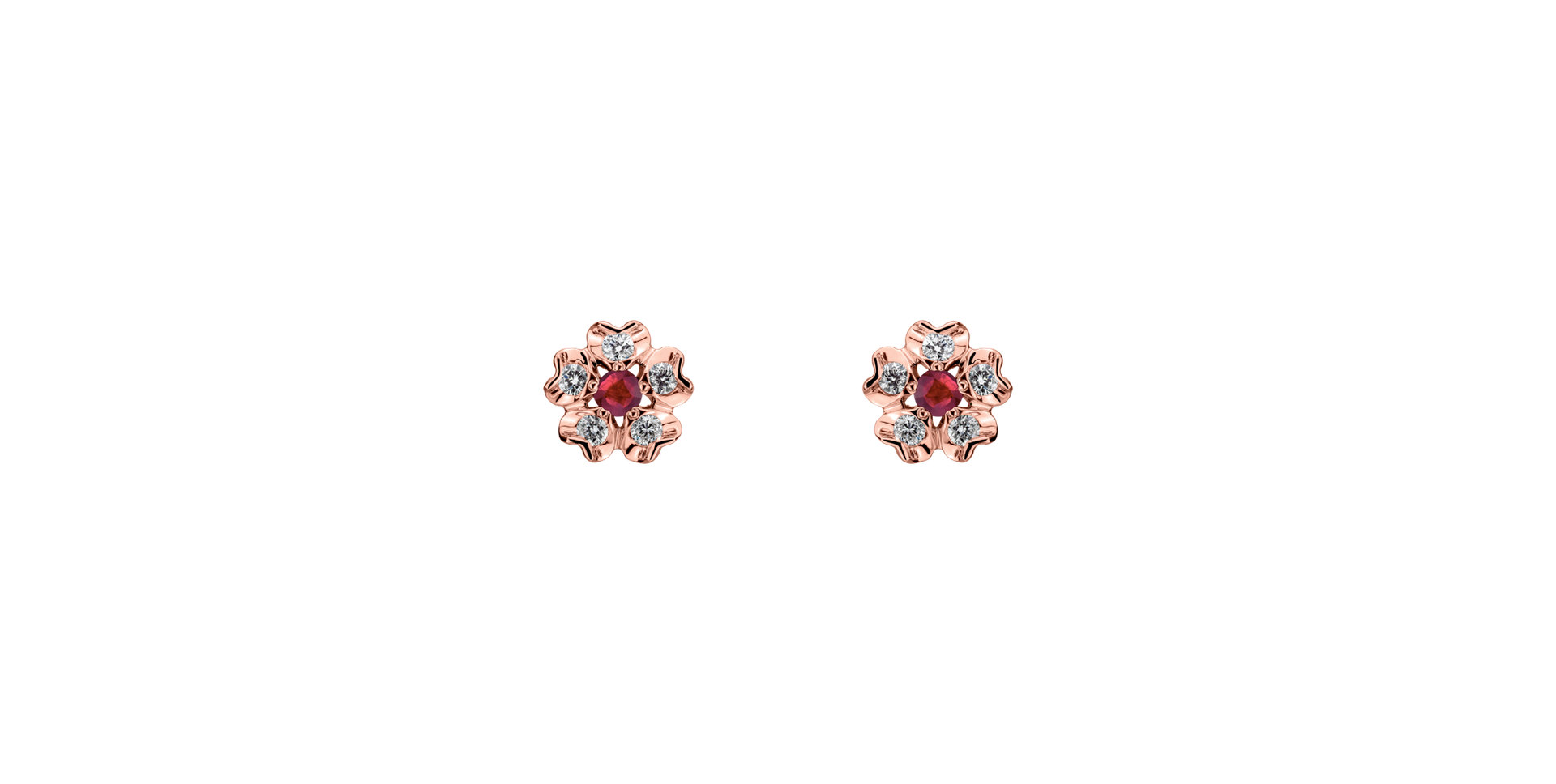 Diamond earrings with Ruby Asters
