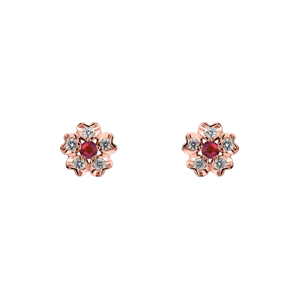Diamond earrings with Ruby Asters