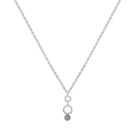 Diamond necklace with Pearl Black Ocean Circles