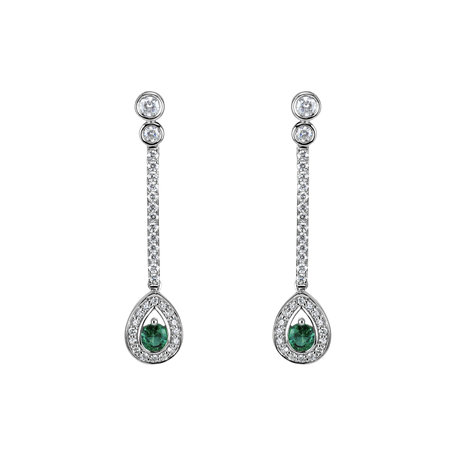 Diamond earrings with Emerald Glamour Drop