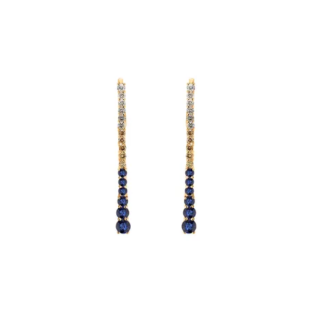 Earrings with white, brown diamonds and Sapphire Royal Vengence