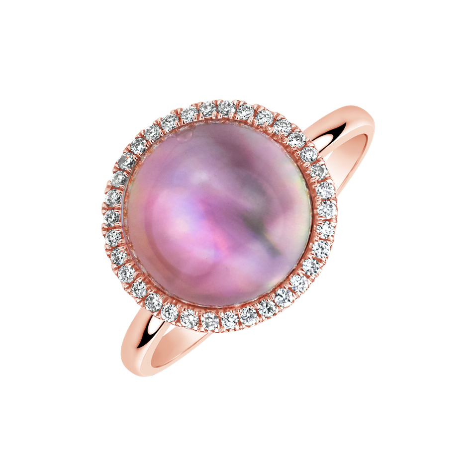 Diamond ring with amethyst and pearl Planet of Miracles