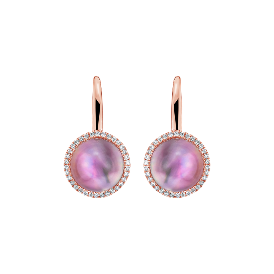 Diamond earrings with amethyst and pearl Planet of Miracles