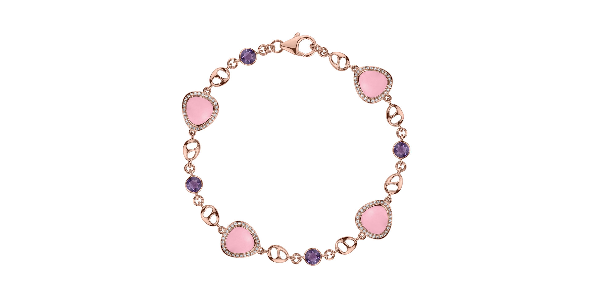 Diamond bracelet with Amethyst and Rose Quartz Rose Destiny