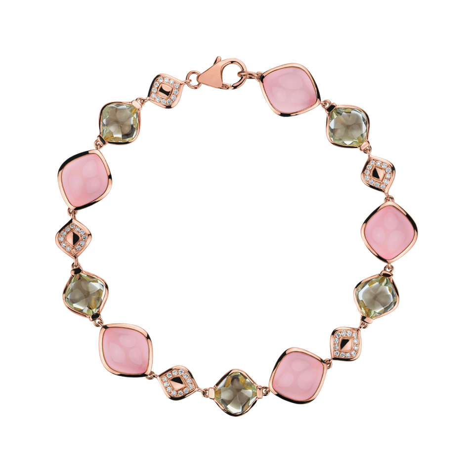 Diamond bracelet with Amethyst and Rose Quartz Imposant Message