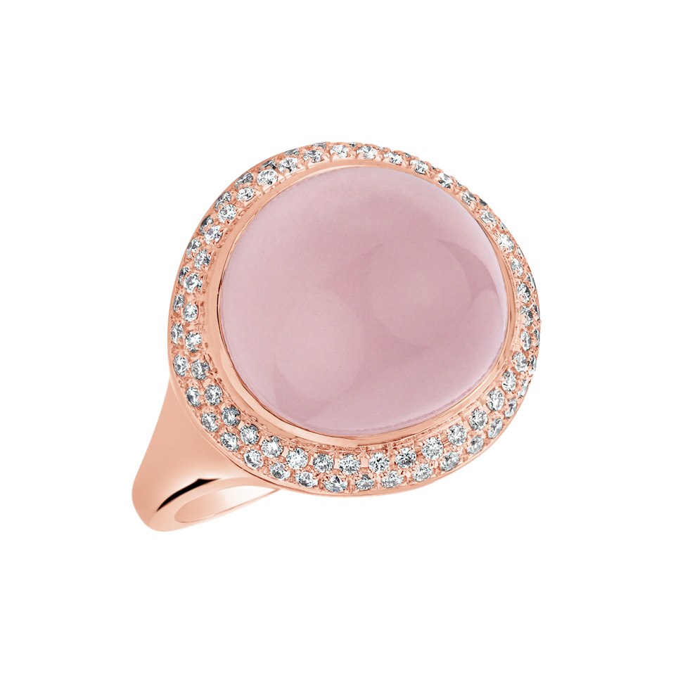 Diamond ring with Rose Quartz Terre