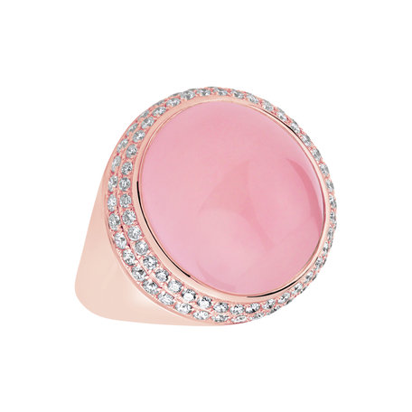 Diamond ring with Rose Quartz Persephonas Devotion