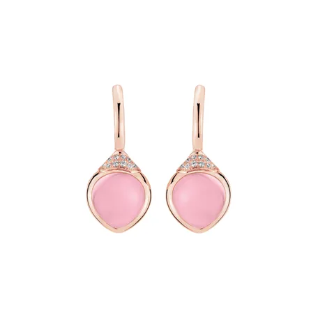 Diamond earrings with Rose Quartz Rosy Blossom