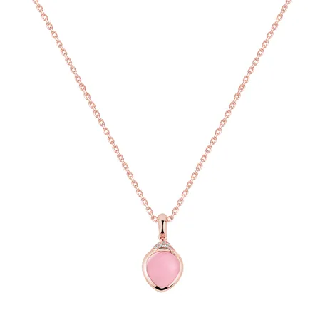Diamond pendant with Rose Quartz Rosy Blossom
