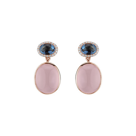 Diamond earrings, Topaz and Rose Quartz Avant Gardener
