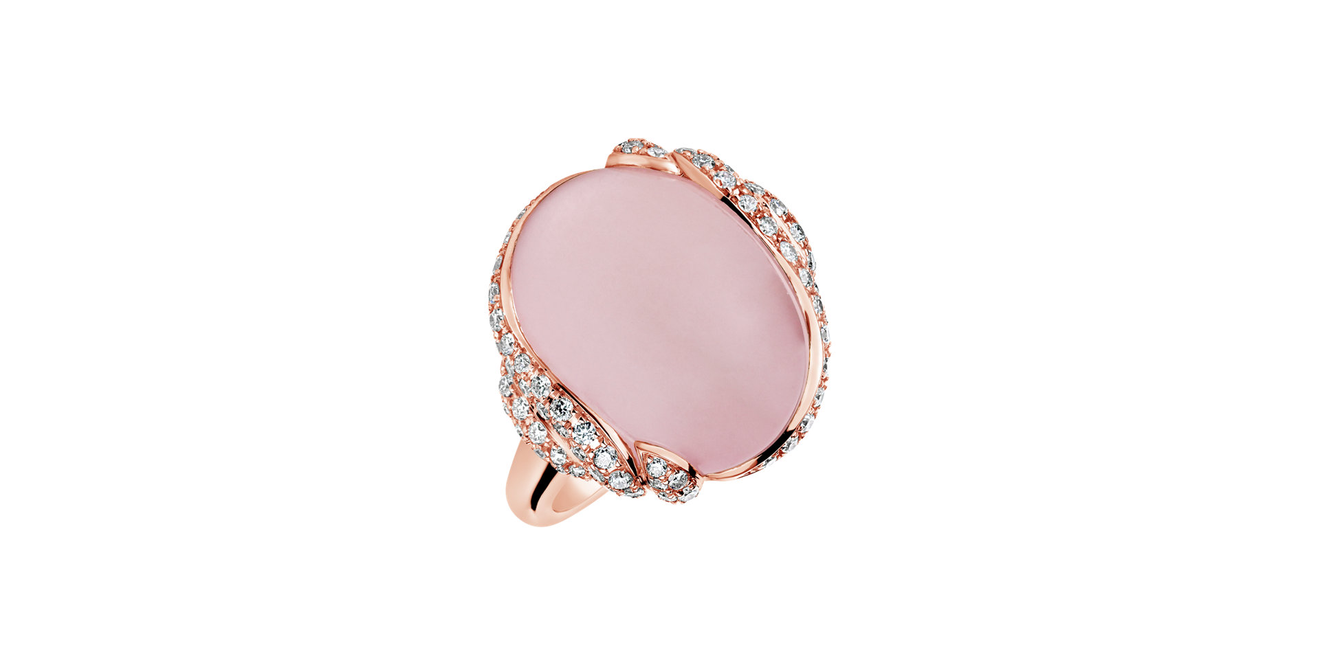 Diamond ring with Rose Quartz Holiness