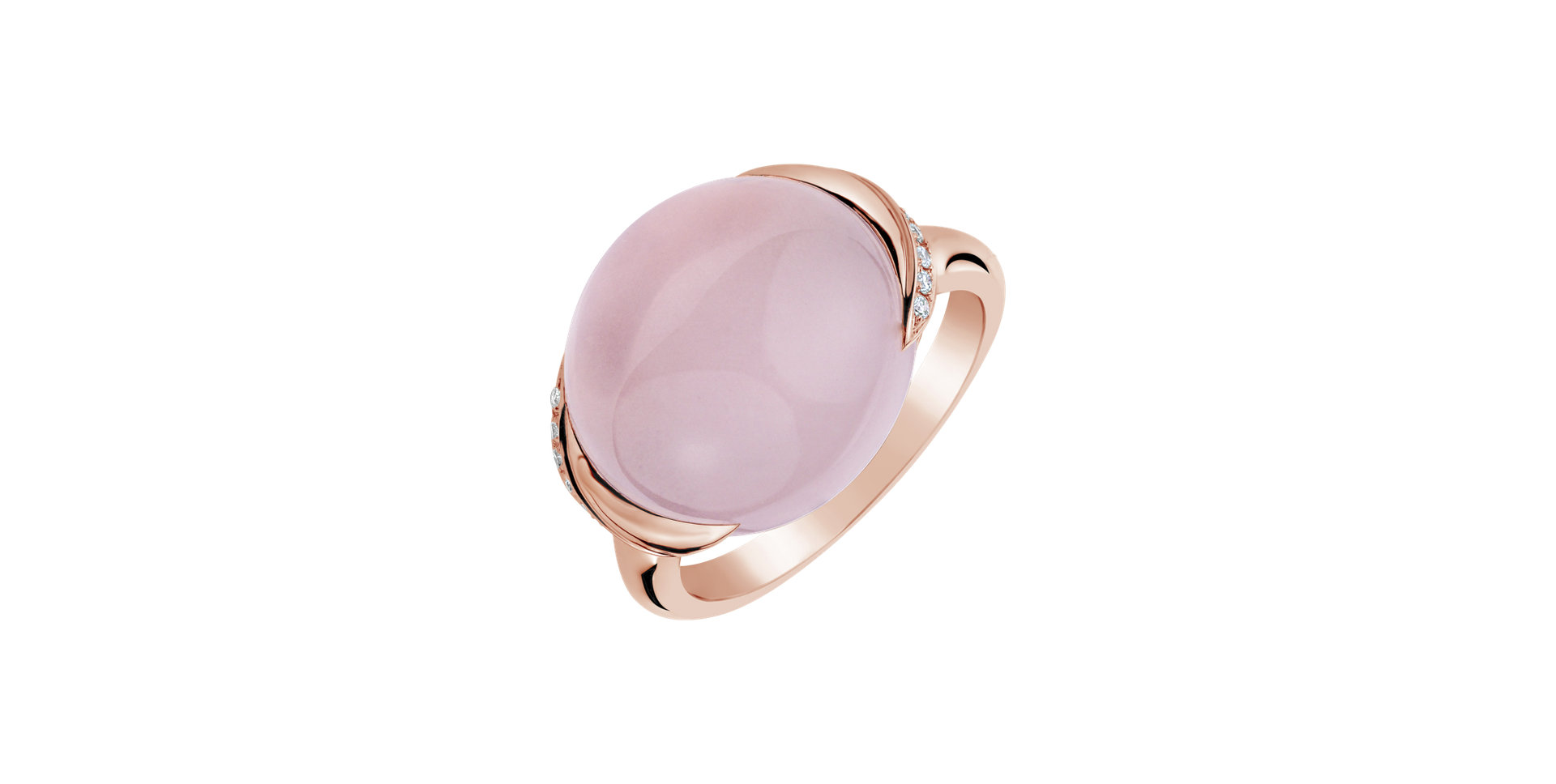 Diamond ring with Rose Quartz Fantastic Gem