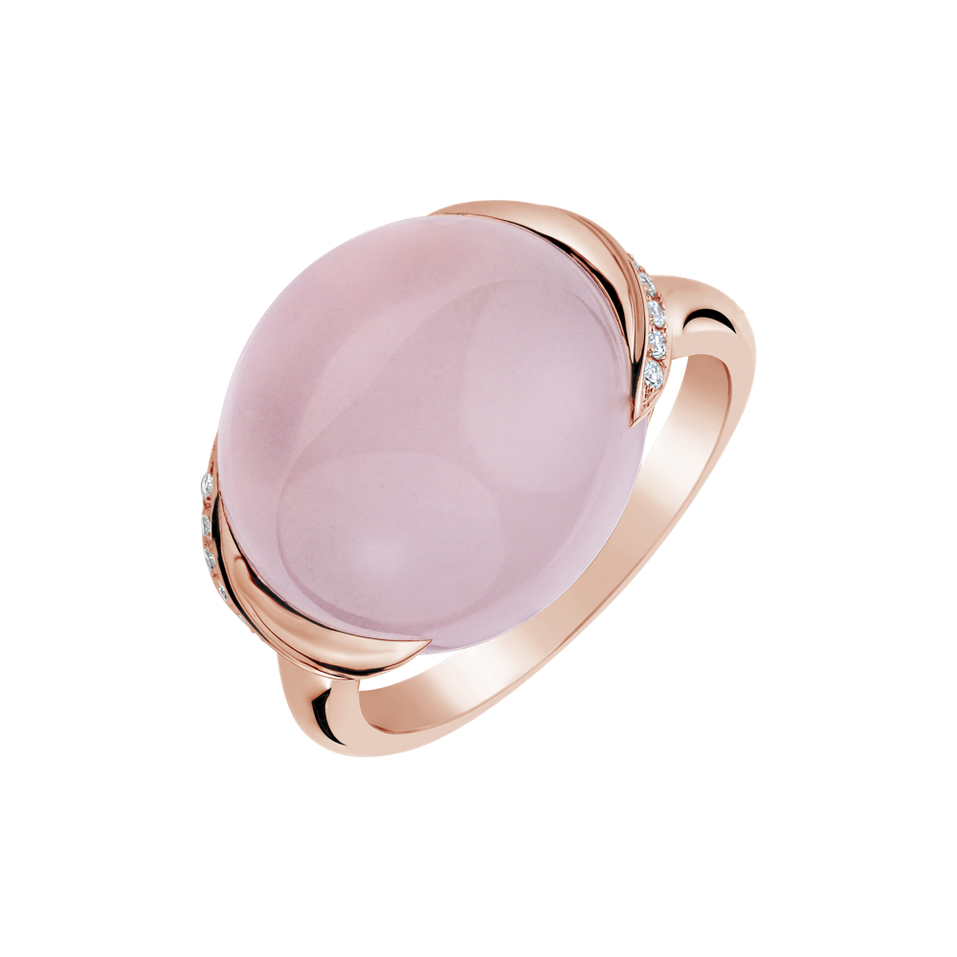 Diamond ring with Rose Quartz Fantastic Gem