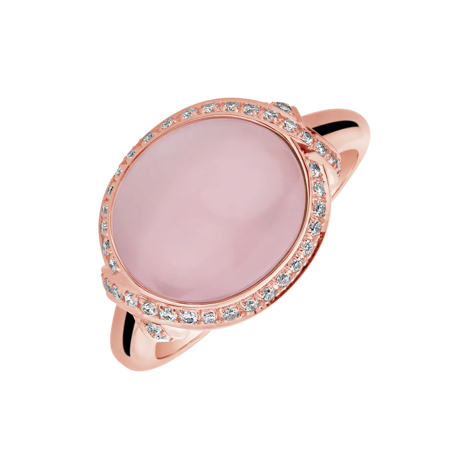Diamond ring with Rose Quartz Gentle Devotion