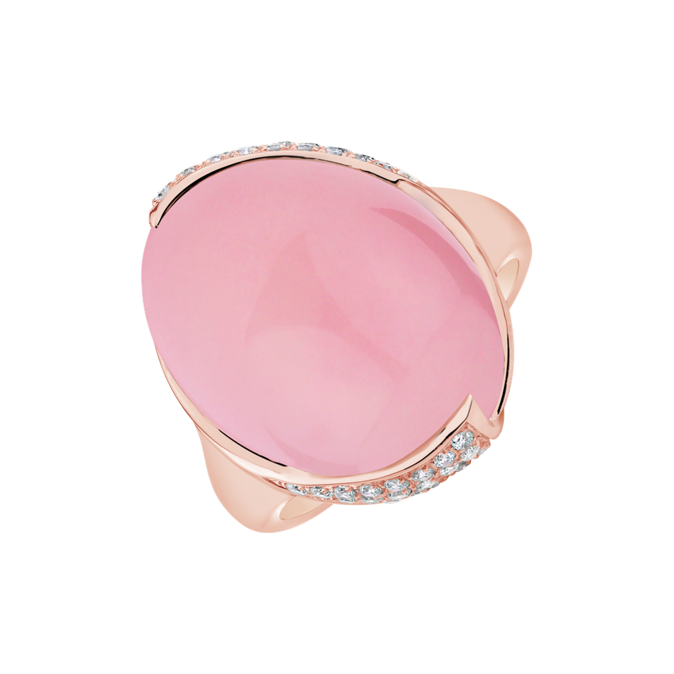 Diamond ring with Rose Quartz Love's Essence