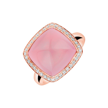 18ct rose gold diamond ring with Rose Quartz Cosmic Mystery