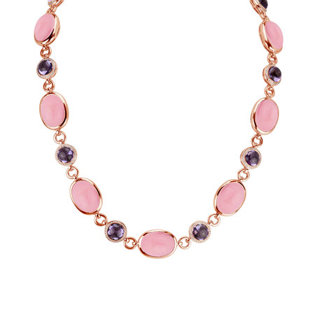 Diamond necklace with Amethyst and Rose Quartz Caesarean Desire