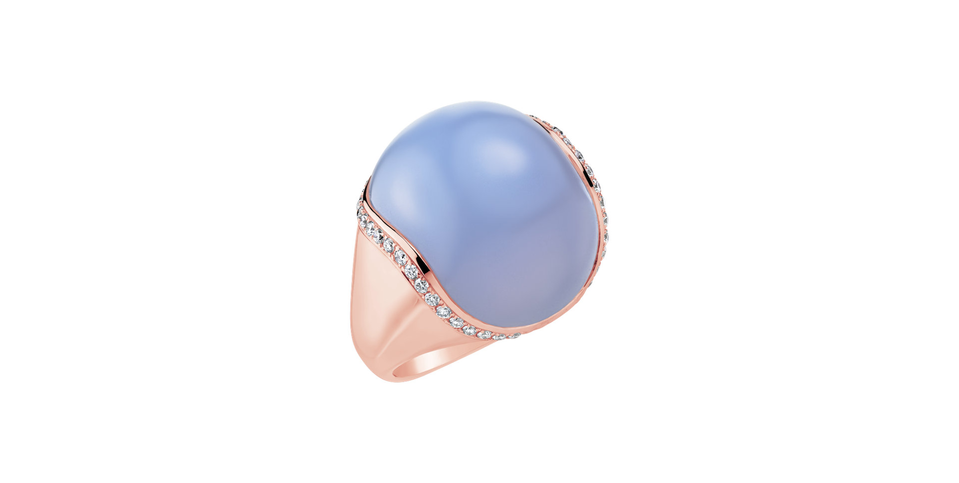 Diamond ring with Chalcedony Mystic Glow
