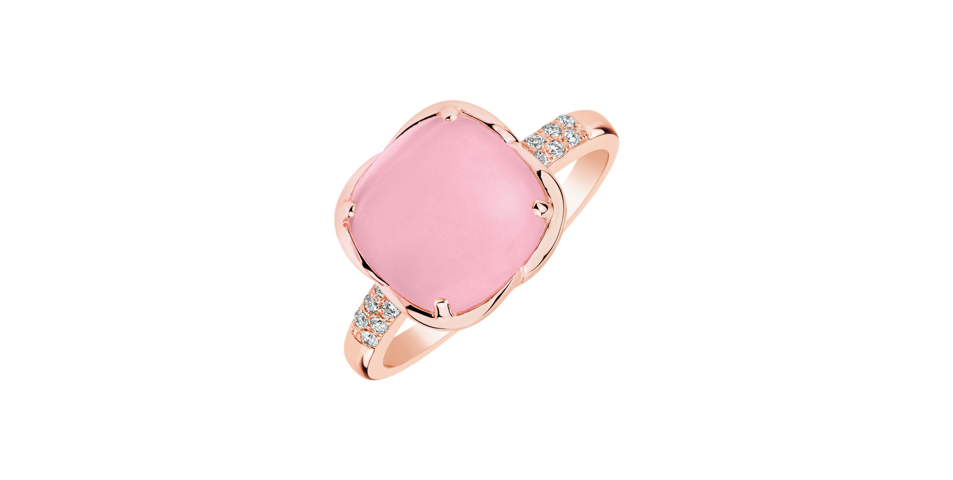 Diamond ring with Rose Quartz Duchess Romance