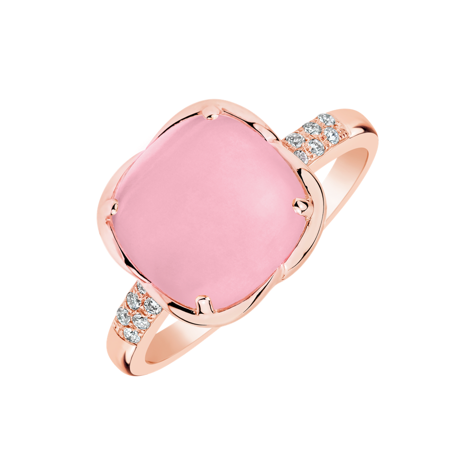 Diamond ring with Rose Quartz Duchess Romance