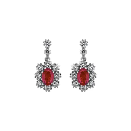 Diamond earrings with Ruby Crimson Luck