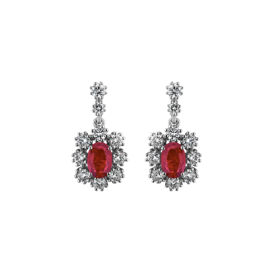 Diamond earrings with Ruby Crimson Luck
