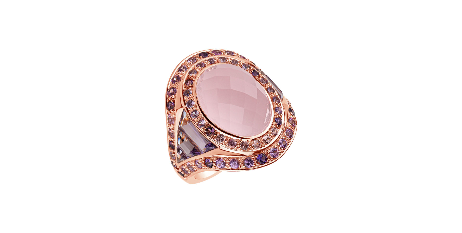 Ring with Sapphire and Rose Quartz Cotton Candy