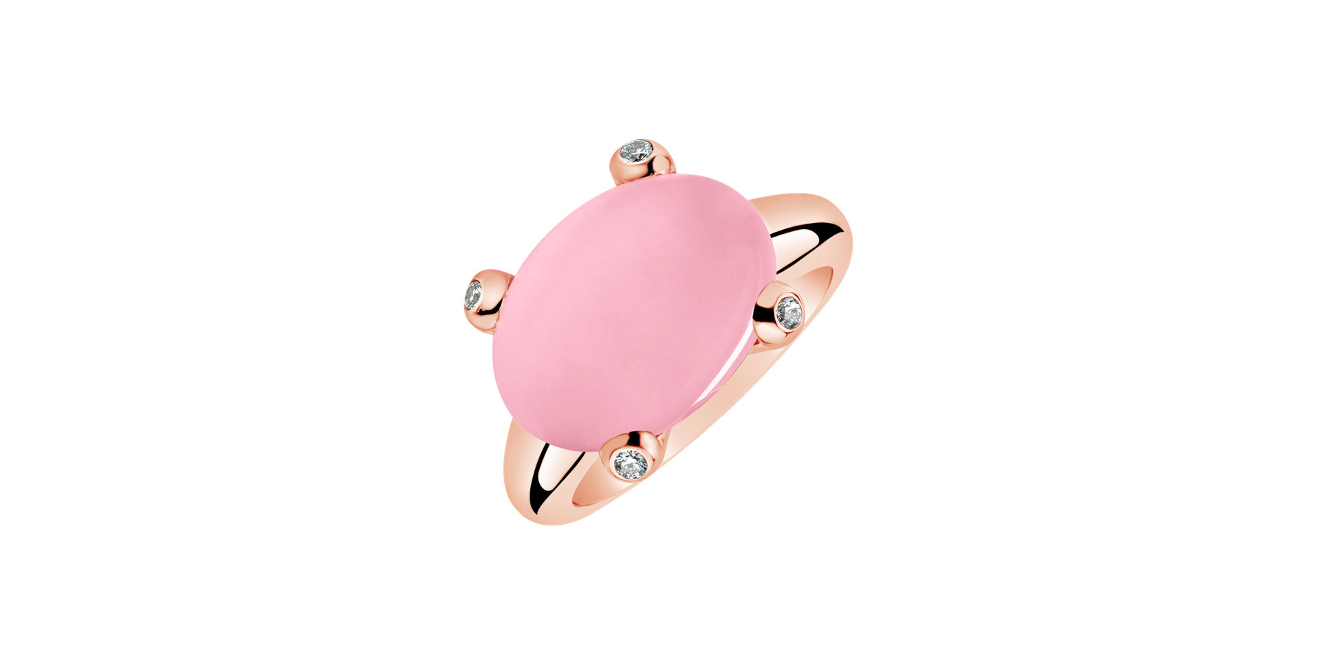 Diamond ring with Rose Quartz Heart’s Embrace