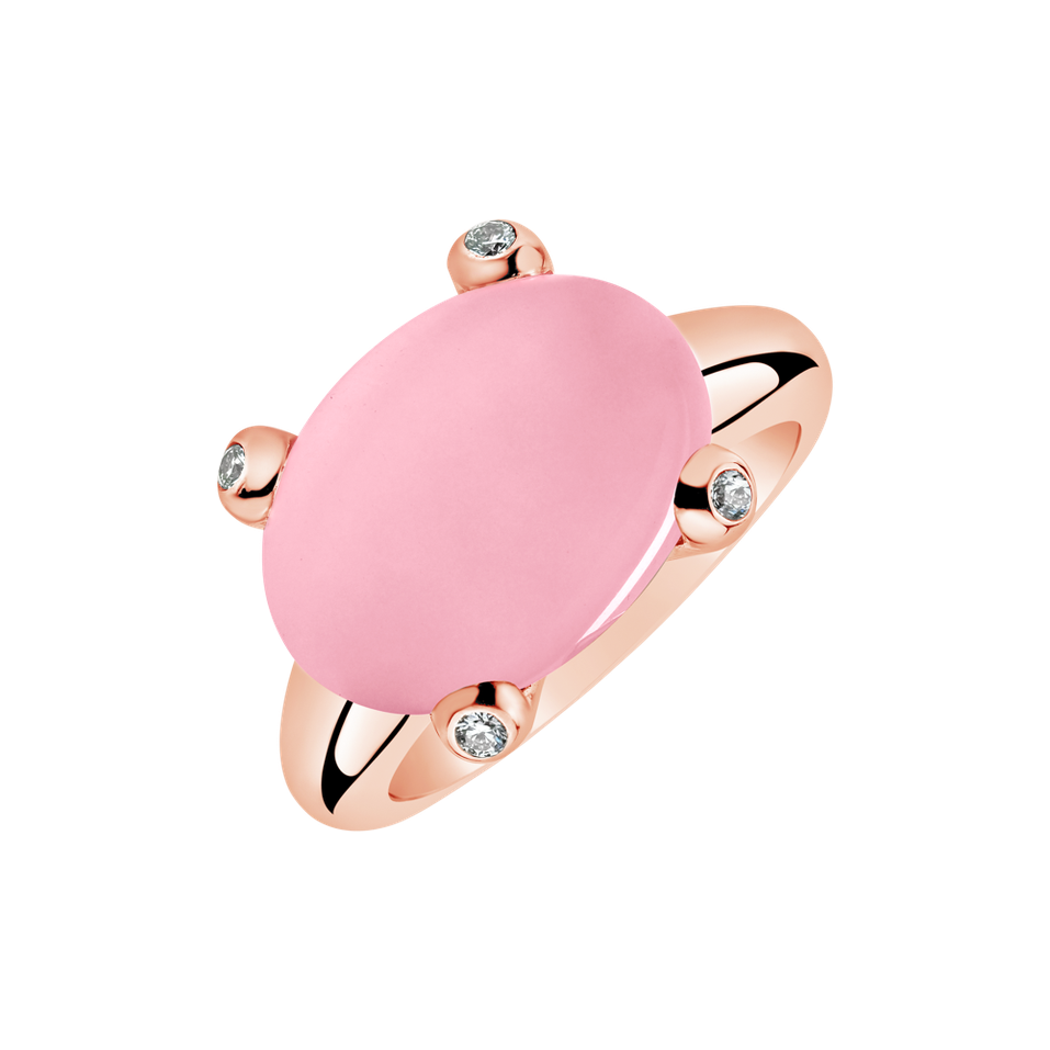 Diamond ring with Rose Quartz Heart’s Embrace