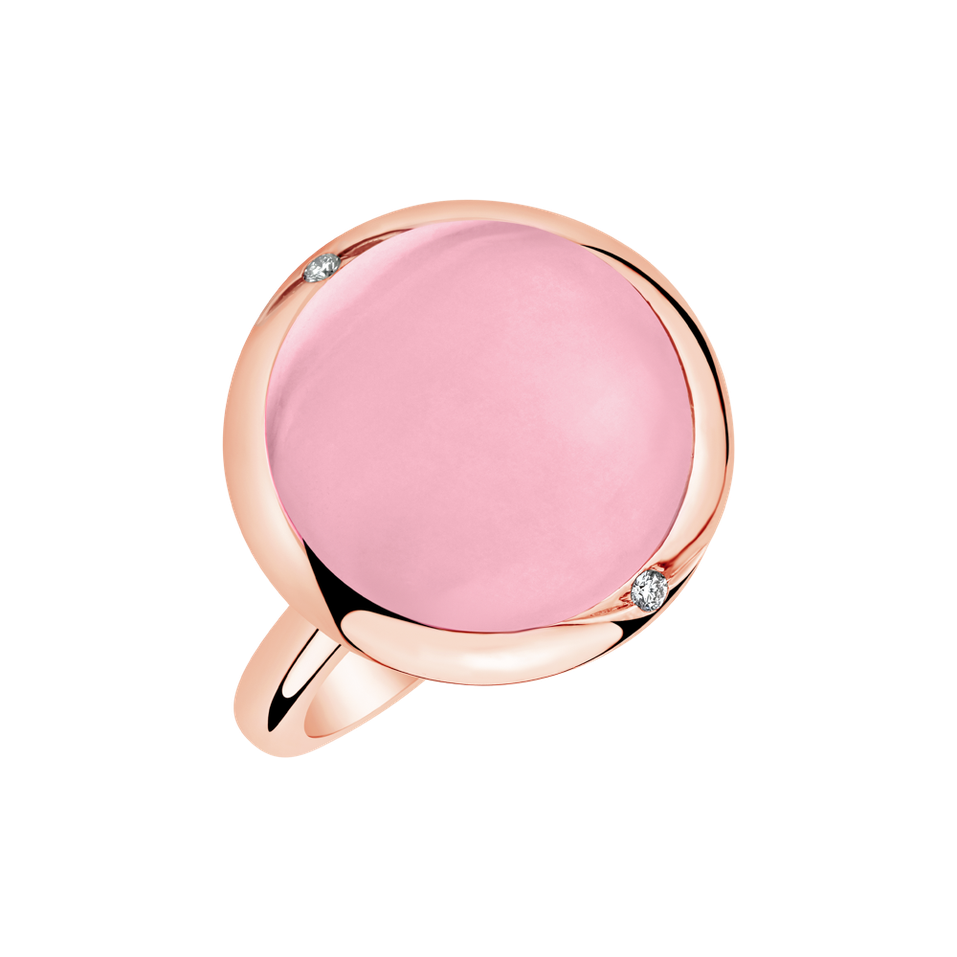 Diamond ring with Rose Quartz Dreams of Dawn