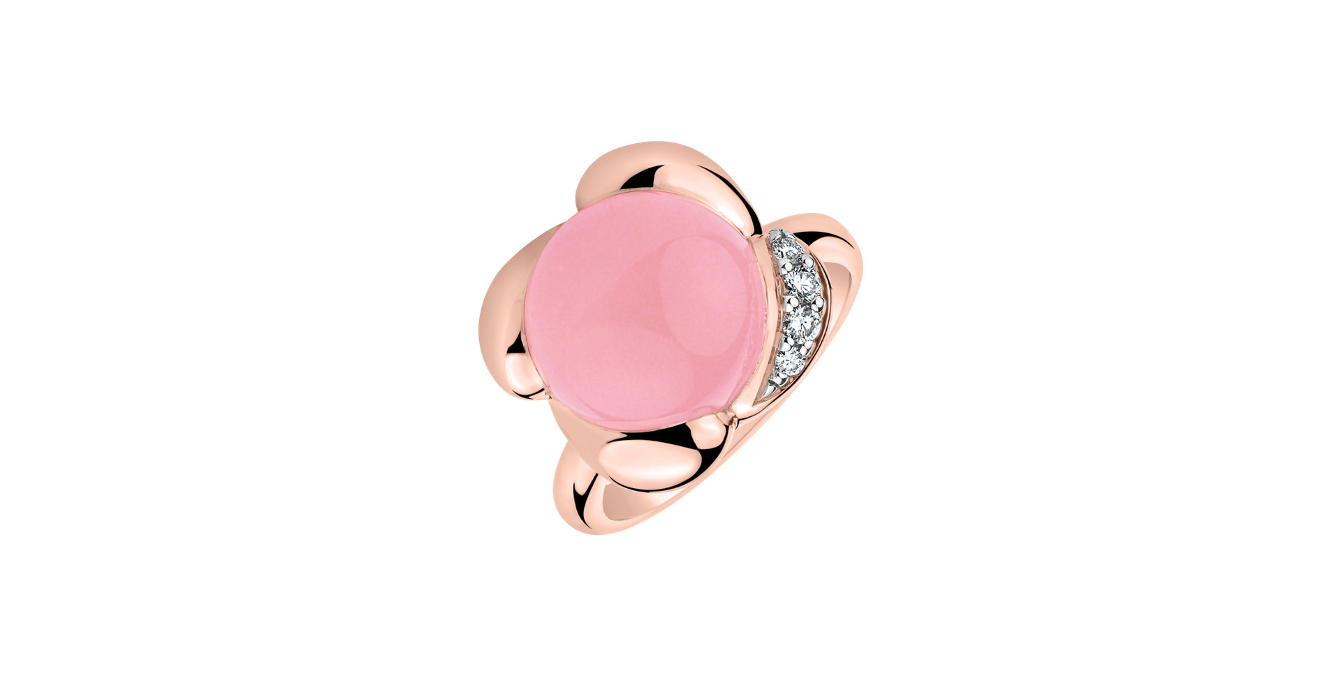 Diamond ring with Rose Quartz Petal Dream