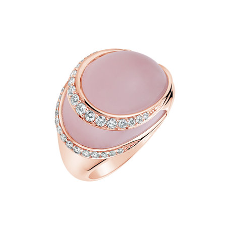 Diamond ring with Rose Quartz Shining Rose