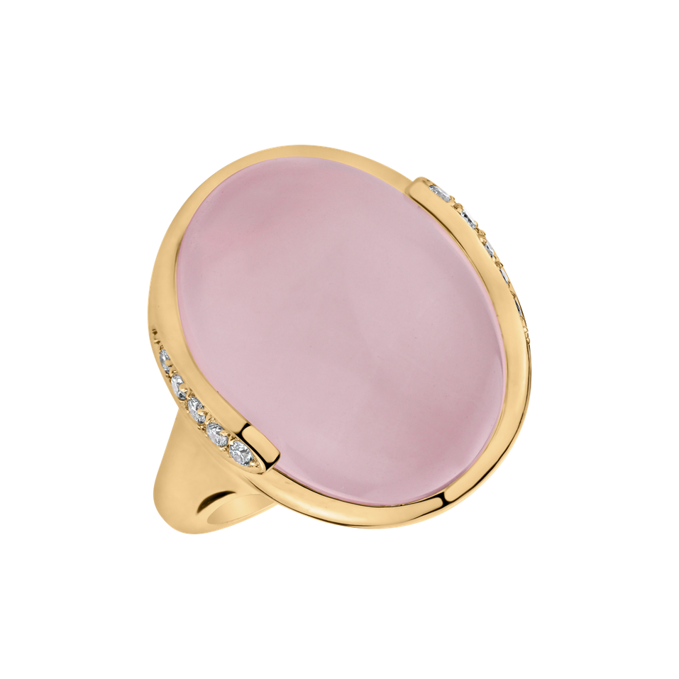 Diamond ring with Rose Quartz Charming Opera
