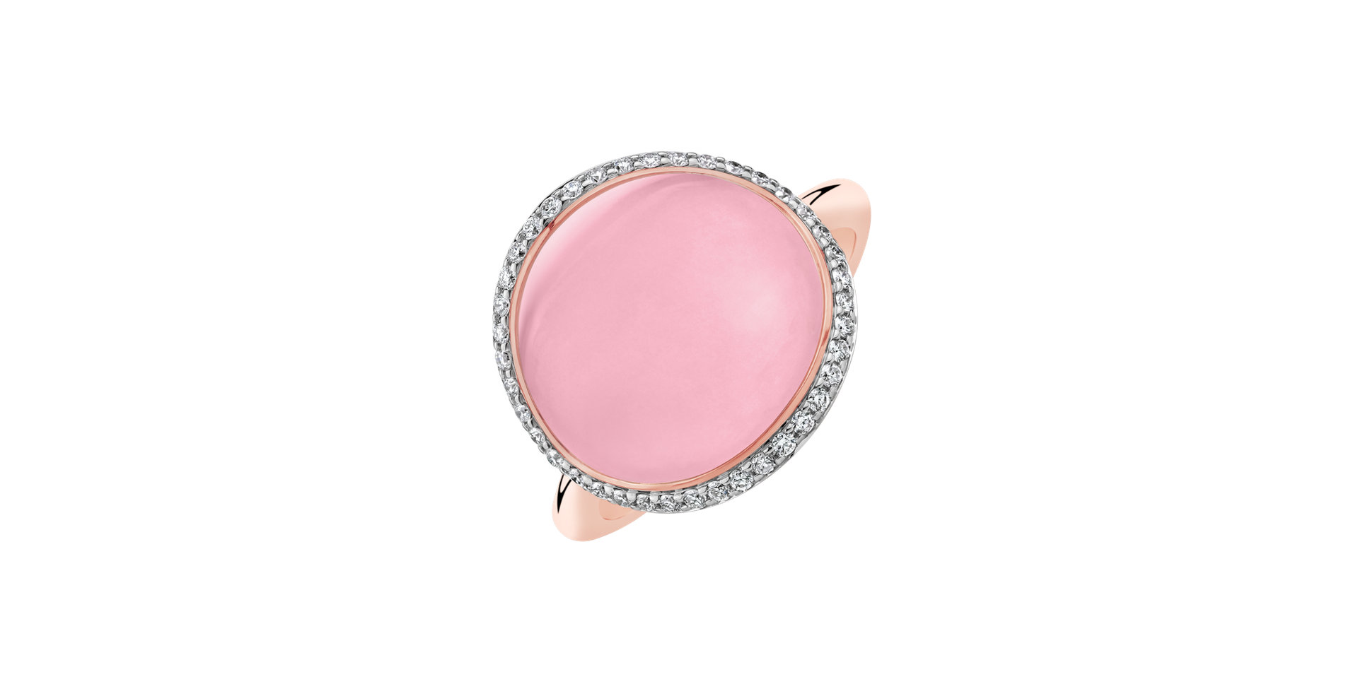 Diamond ring with Rose Quartz Diantha
