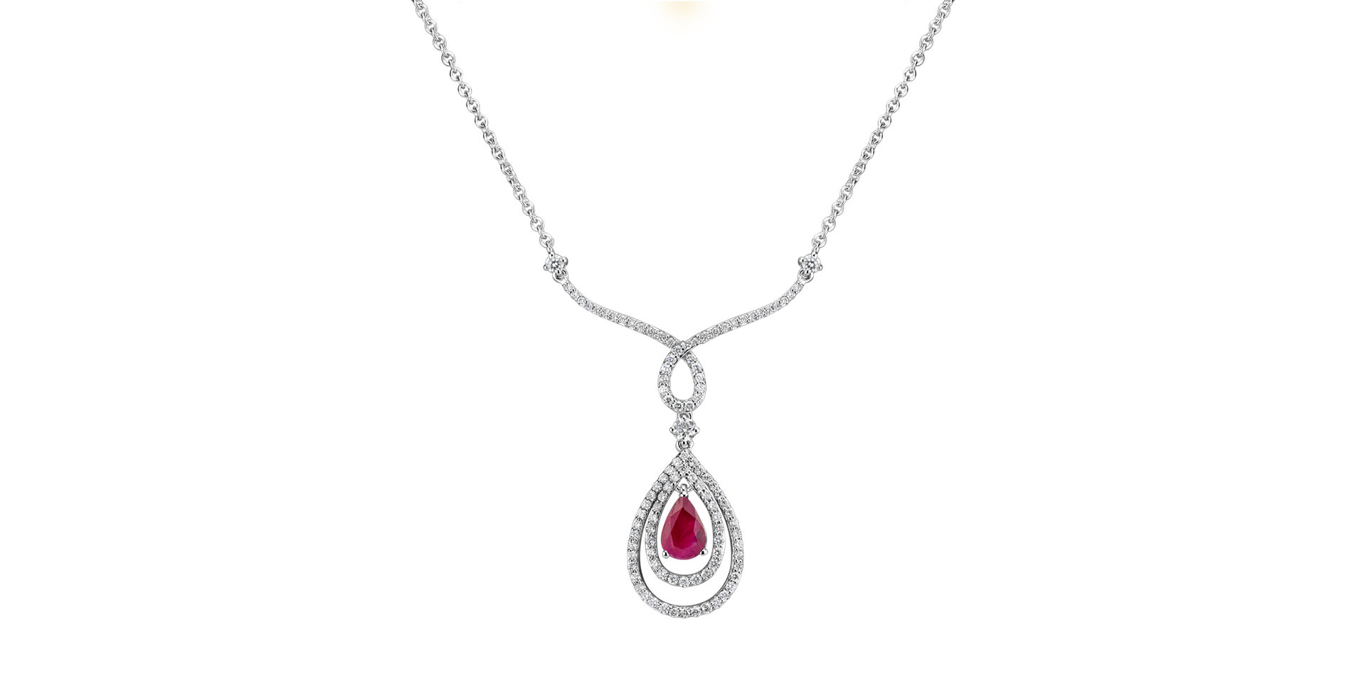 Diamond necklace with Ruby Ruby Tear