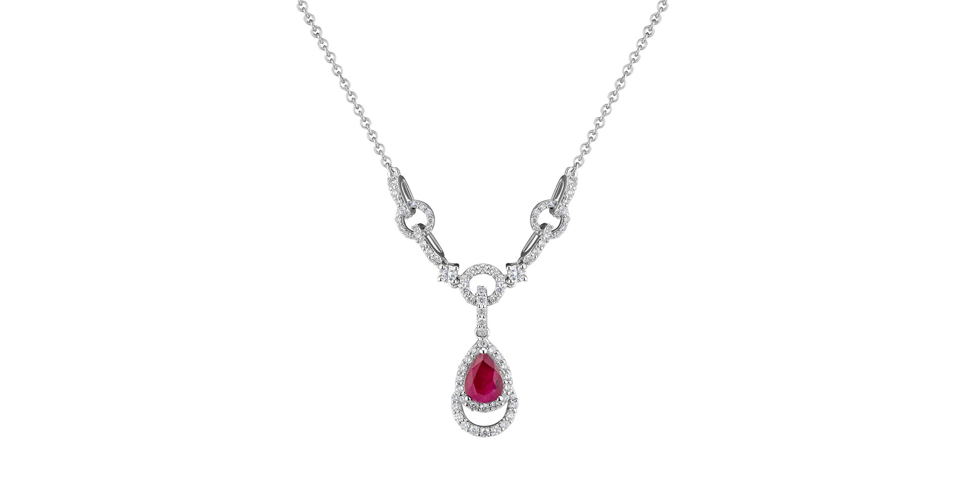 Diamond necklace with Ruby Aurora Drop