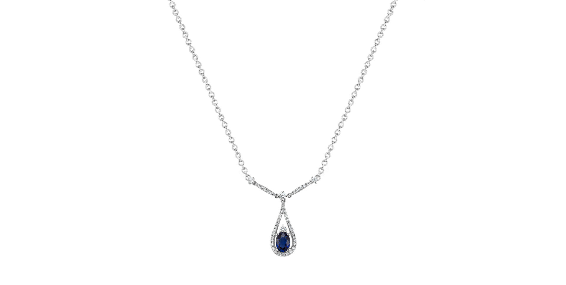 Diamond necklace with Sapphire Fairy Tear