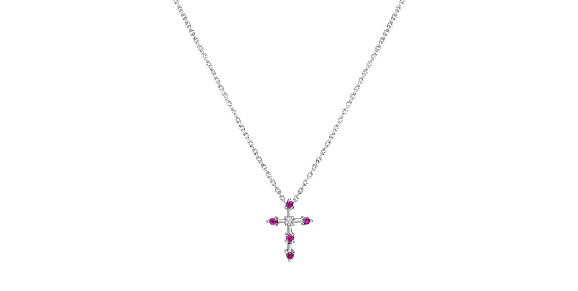 Diamond necklace with Ruby Sparkling Cross