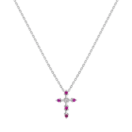 Diamond necklace with Ruby Sparkling Cross